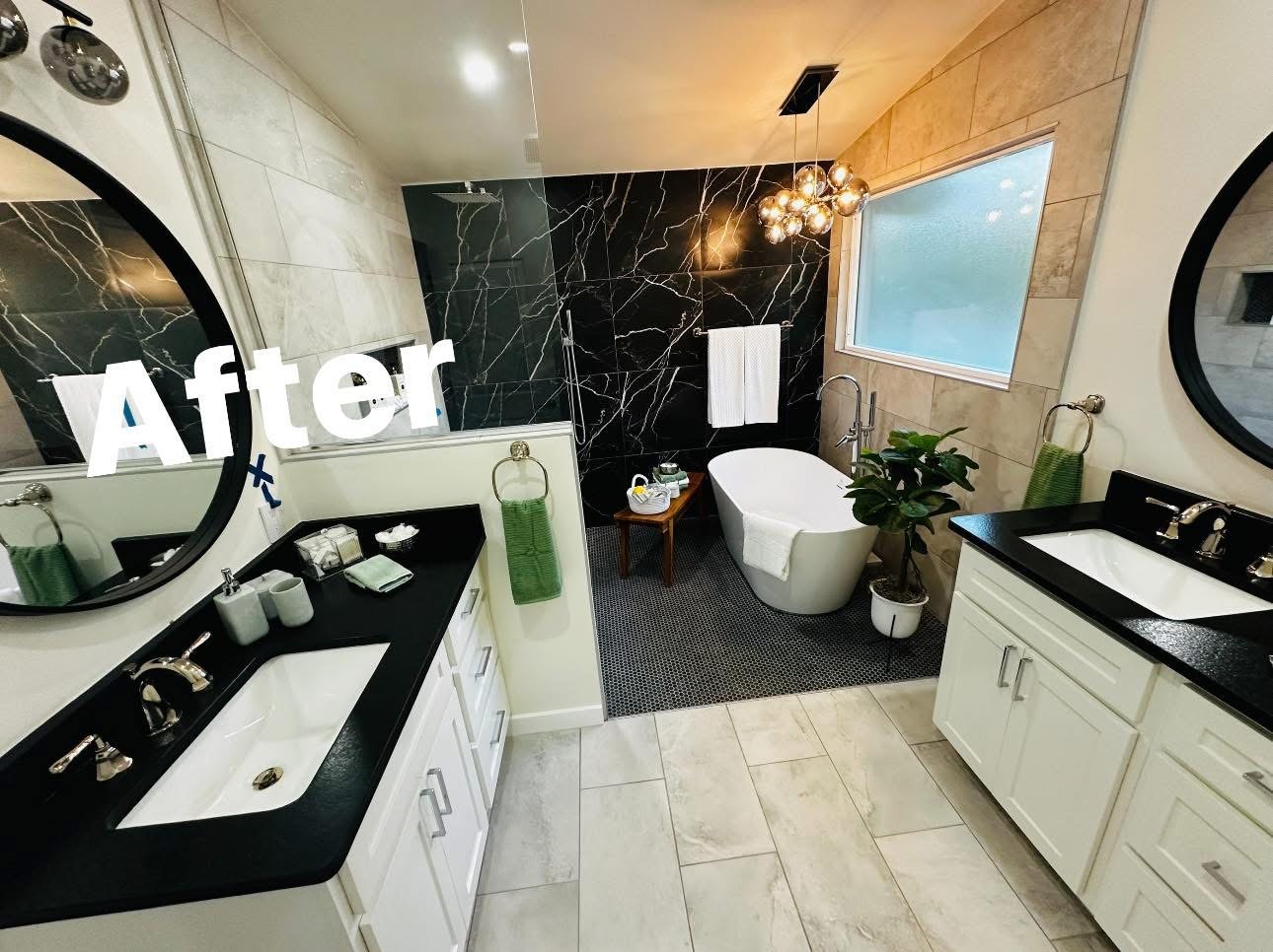 Bathroom remodeling project with new vanity and tile in El Paso, TX